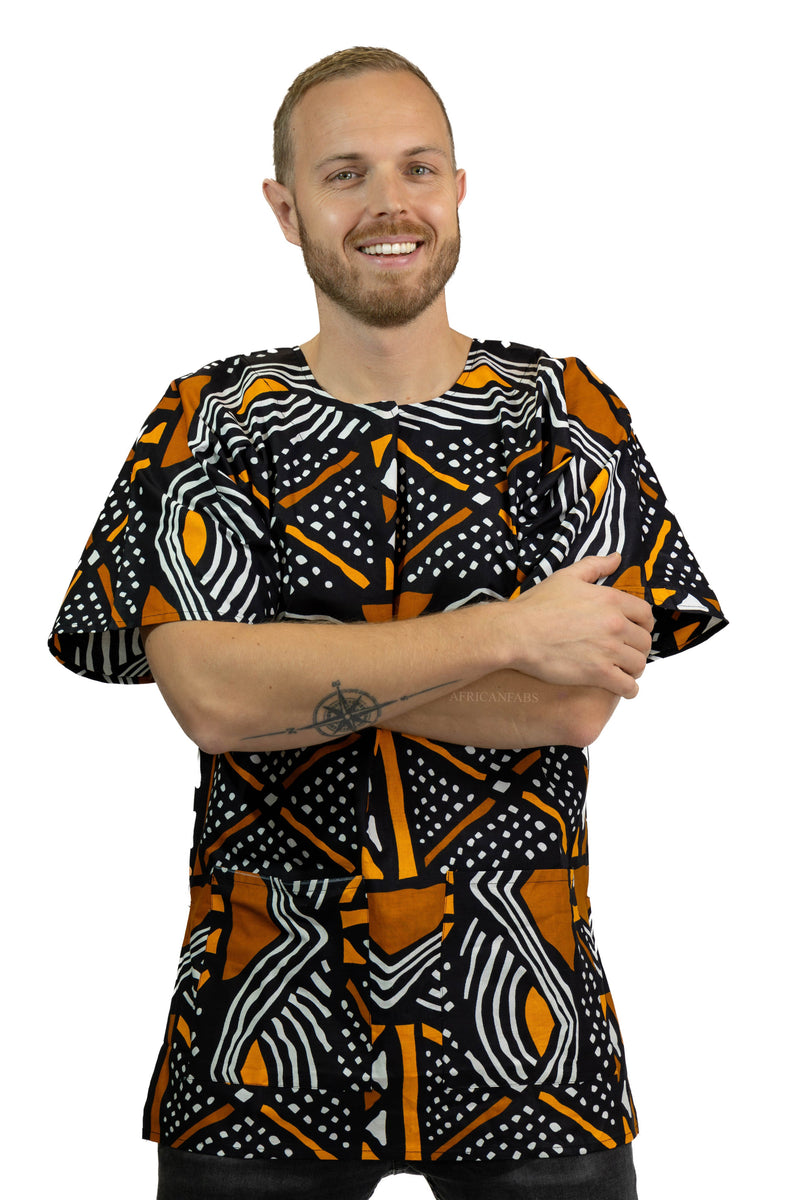Chemise dashiki Robe dashiki Noir Bogolan Top imprimé africain