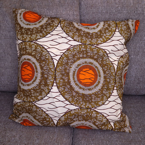 Housse d'oreiller africaine | Orange / circle - Oreiller décoratif 50x50cm - 100% coton