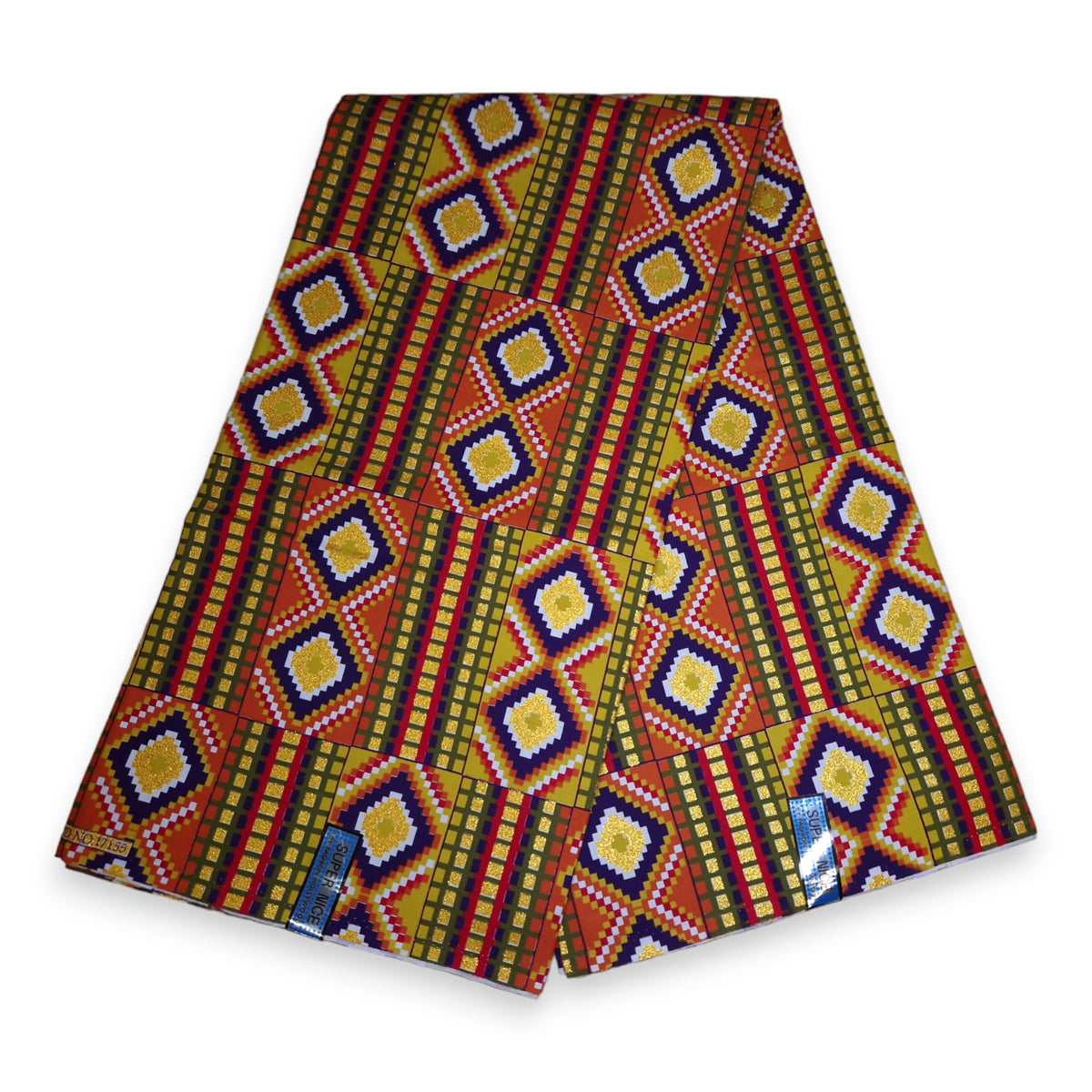 Tissu Africain Ankara Kente Imprimé - Polycoton Bleu/orange, 45" De Large