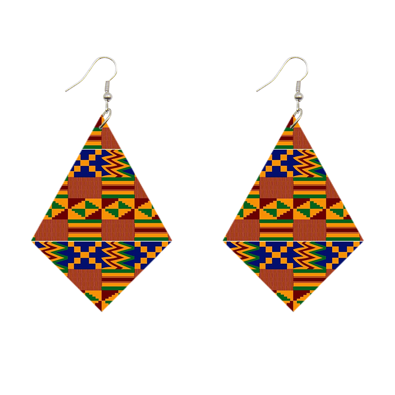 Boucles D'oreilles En Bois Style Afrique Carte - Bijoux Ethniques Pour Femmes - Taille 7,8 X 6,5 Cm - Cadeau Déco