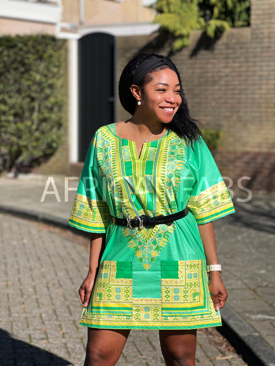 Chemise dashiki Robe dashiki Vert Citron Top imprimé
