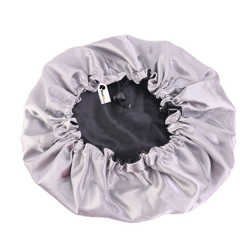 Bonnet de Nuit de protection cheveux en Satin noir réversible