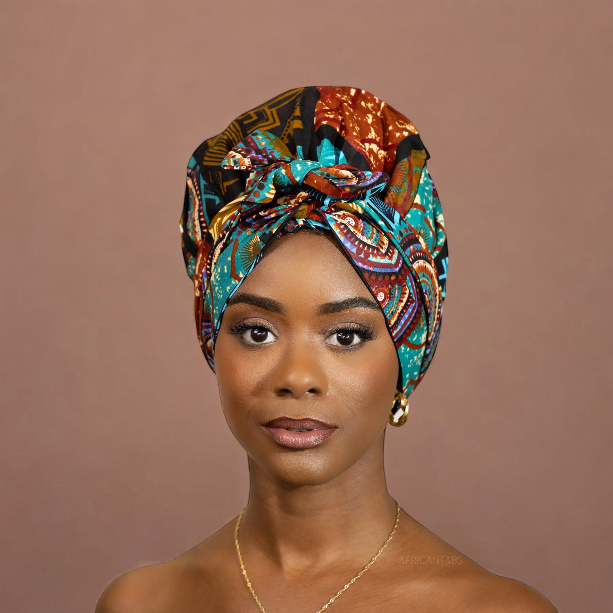 Turban facile - Bonnet en satin - Turquoise Multicolore 