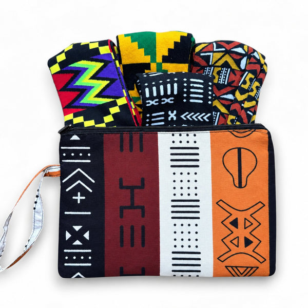 Chaussettes africaines / Ensemble de chaussettes afro OHENEBA en pochette - Lot de 4 paires