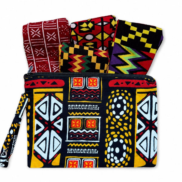 Chaussettes africaines / Ensemble de chaussettes afro OWURA en pochette - Lot de 4 paires