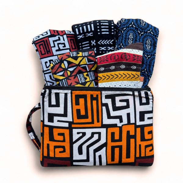Chaussettes africaines / Ensemble de chaussettes afro NKEM en pochette - Lot de 5 paires