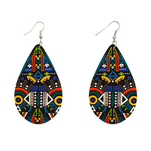 Multicolor Tribal en forme de goutte - Boucles d'oreilles africaines