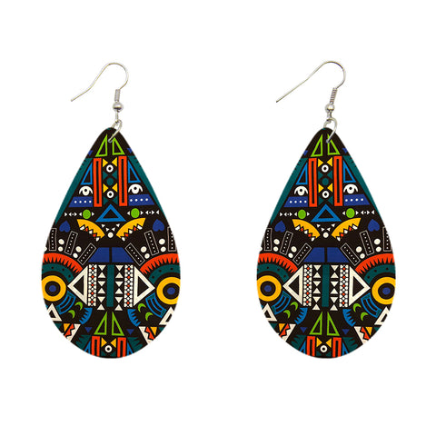 Multicolor Tribal en forme de goutte - Boucles d'oreilles africaines