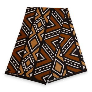 Tissu africain / tissu wax - Marron foncé et noir Bogolan - 100 % coton