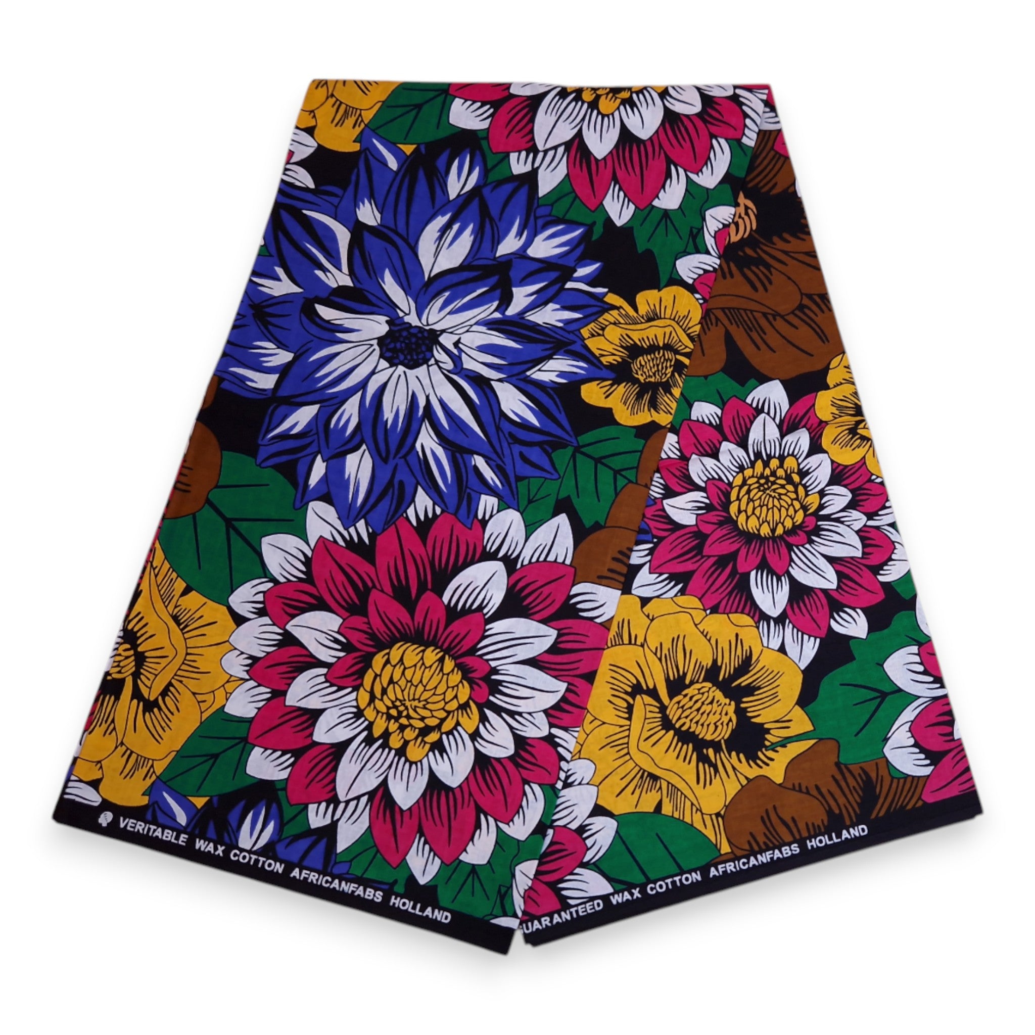 Tissu africain / tissu wax - Bleu et fuchsia Flowers - 100 % coton