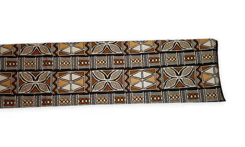 Tissu africain / tissu wax - Marron et blanc Bogolan Symbols - 100 % coton
