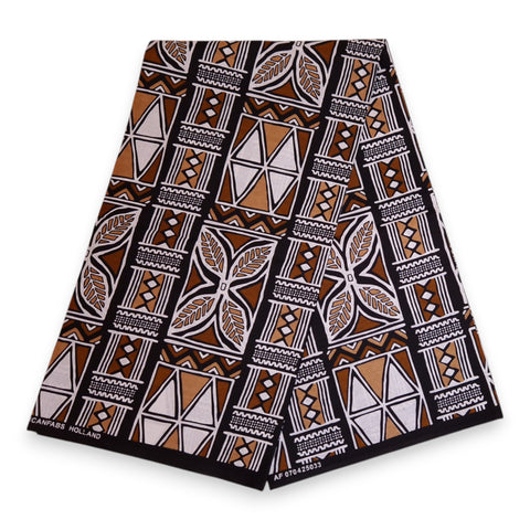 Tissu africain / tissu wax - Rouge et beige Bogolan Symbols - 100 % coton