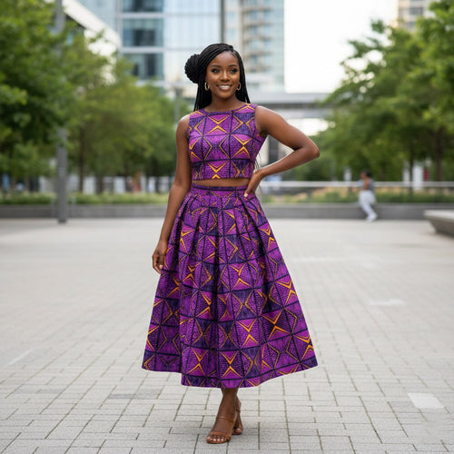 Tissu africain / tissu wax - Violet et jaune African Prism - 100 % coton