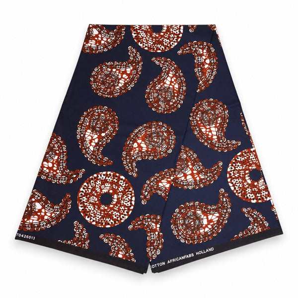 Foulard africain / Turban wax - Noir Paisley