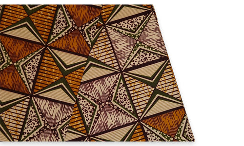 Tissu africain / tissu wax - Orange et vert olive African Prism - 100 % coton