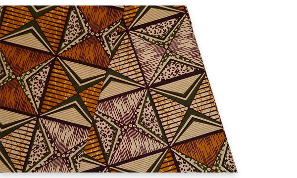 Tissu africain / tissu wax - Orange et vert olive African Prism - 100 % coton