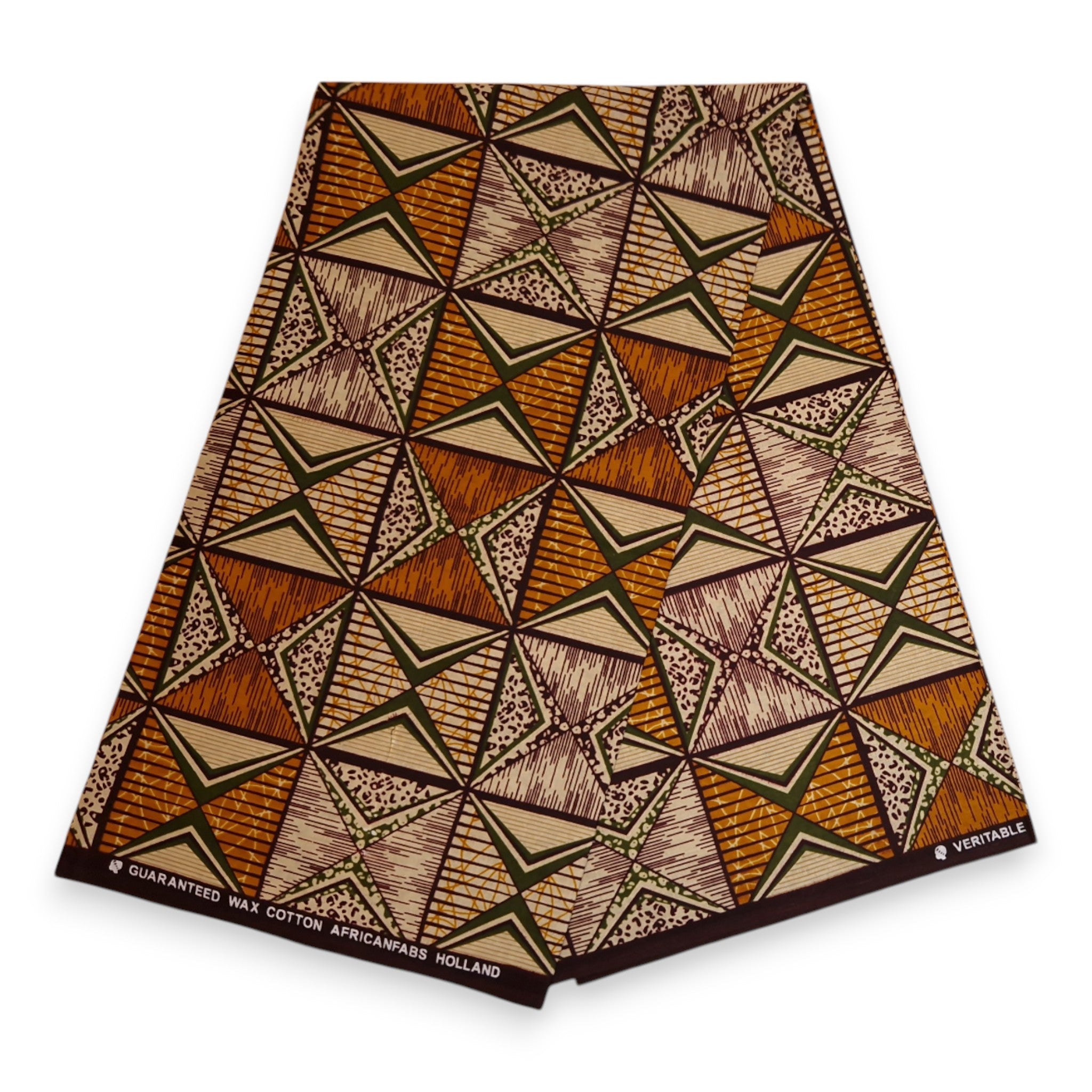 Tissu africain / tissu wax - Orange et vert olive African Prism - 100 % coton
