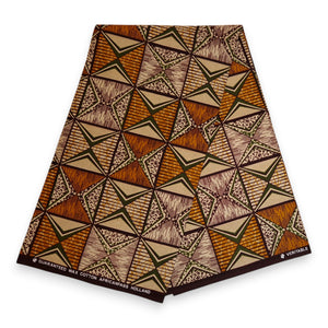 Tissu africain / tissu wax - Orange et vert olive African Prism - 100 % coton