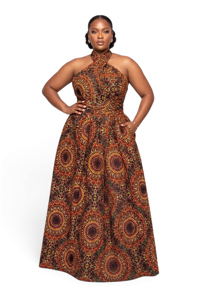 Tissu wax africain - Marron Savanna Sun - 100% coton