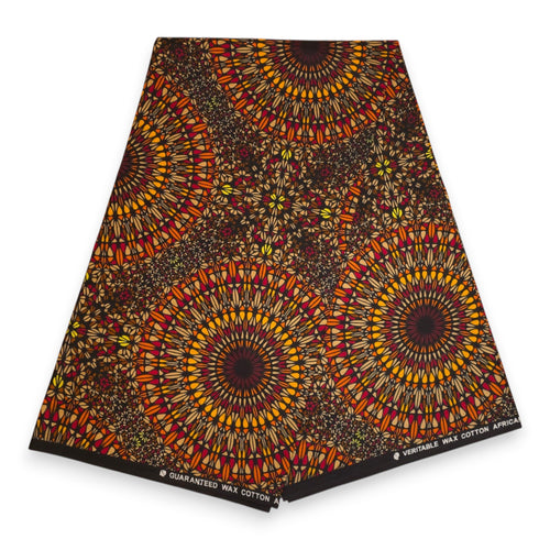 Foulard africain / Turban wax - Marron Savanna Sun
