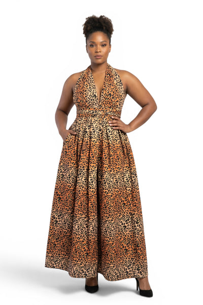 Tissu wax africain - Orange Beige Leopard Spots - 100% coton