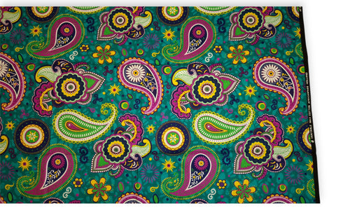 Tissu africain / tissu wax - Turquoise Violet Paisley - 100 % coton