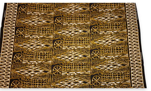 Tissu africain / tissu wax - Noir Jaune Ndop Cameroon - 100 % coton
