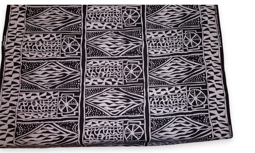 Tissu africain / tissu wax - Noir et blanc Ndop Cameroon - 100 % coton