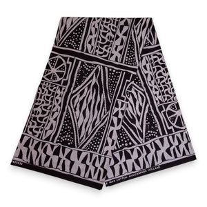 Tissu africain / tissu wax - Noir et blanc Ndop Cameroon - 100 % coton