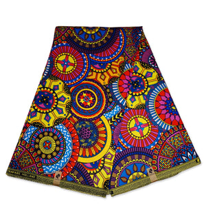Multicolore disks - Tissu africain / tissu wax - 100% coton