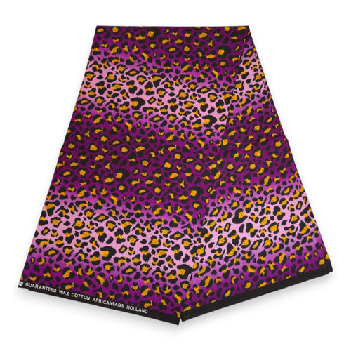 Foulard africain / Turban wax - Violet Léopard Spots