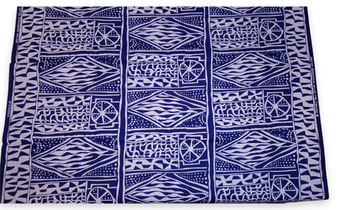 Tissu wax africain - Bleu Blanc Ndop Cameroon - 100% coton