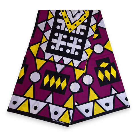 Violet Jaune Samakaka / Samacaca (Angola) - Tissu africain / tissu wax - 100% coton