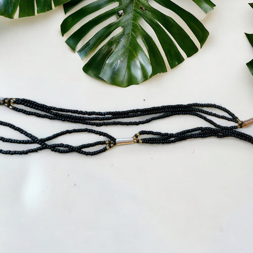 3 in 1 Waist Beads / Chaine de taille africaine - IYORE- Noir (élastique)