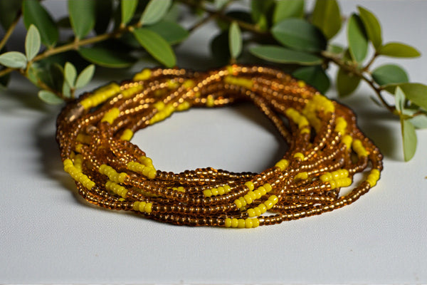 Waist Beads / Chaine de taille africaine - ESOSA - Jaune (élastique)