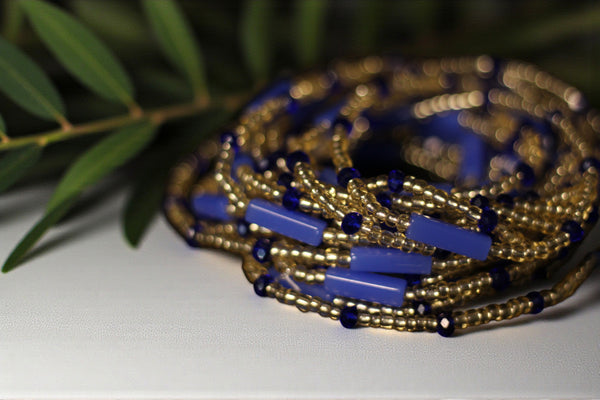 Waist Beads / Chaine de taille africaine - IFUEKO - Bleu (élastique)