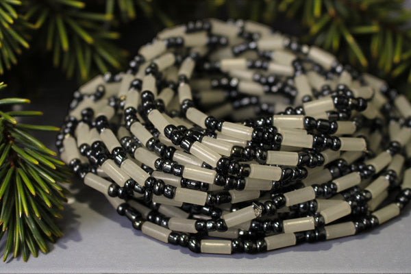 Waist Beads / Chaine de taille africaine - OTASOWIE - Gris (élastique)