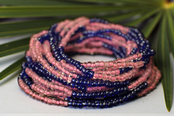 Waist Beads / Chaine de taille africaine - ABILO - Violet / rose (élastique)