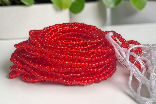 Baya Bijoux / Bine Bine / Waist Beads / Perles De Taille africaine - Abiémwénse - Rouge (non élastique)