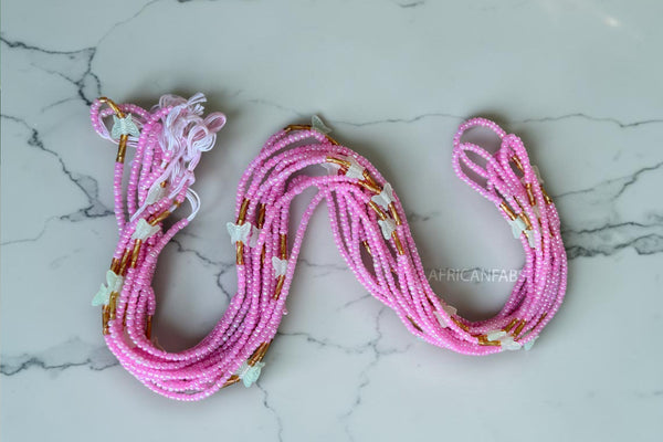 Baya Bijoux / Bine Bine / Waist Beads / Perles De Taille africaine - Rose Butterfly Damilola (non élastique)