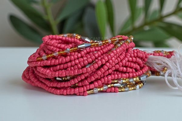 Baya Bijoux / Bine Bine / Waist Beads / Perles De Taille africaine - Abiéyuwa - Rose ancien (non élastique)