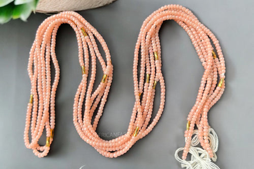 Baya Bijoux / Bine Bine / Waist Beads / Perles De Taille africaine - Ogbe -  Pêche / or  (non élastique)