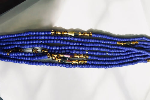 Baya Bijoux / Bine Bine / Waist Beads / Perles De Taille africaine - Chi - Bleu mix (non élastique)