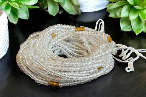 Baya Bijoux / Bine Bine / Waist Beads / Perles De Taille africaine - Alero - Blanc / or (non élastique)