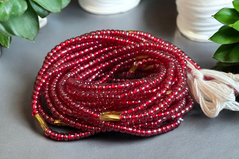 Baya Bijoux / Bine Bine / Waist Beads / Perles De Taille africaine - Ike - Rouge / or (non élastique)
