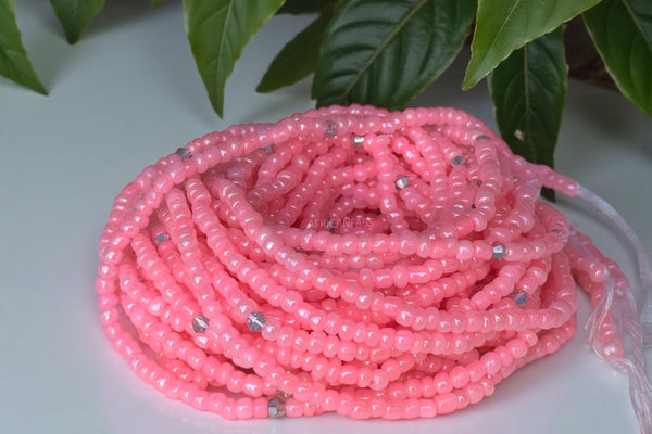 (Important : veuillez lire) Baya Bijoux / Bine Bine / Waist Beads / Perles De Taille africaine - O - Rose (non élastique)