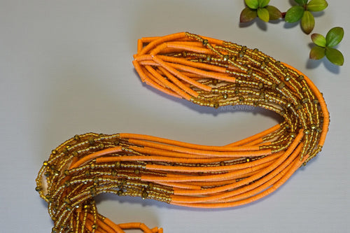 Baya Bijoux / Bine Bine / Waist Beads / Perles De Taille africaine - Juma - Orange / or (non élastique)