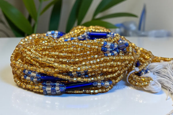Baya Bijoux / Bine Bine / Waist Beads / Perles De Taille africaine - Obim - Bleu (non élastique)