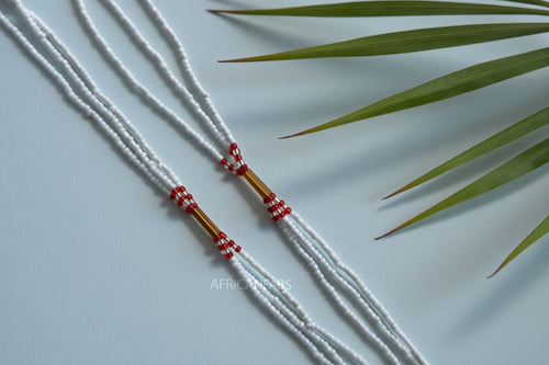 Baya Bijoux / Bine Bine / Waist Beads / Perles De Taille africaine - Obasi - Blanc (non élastique)