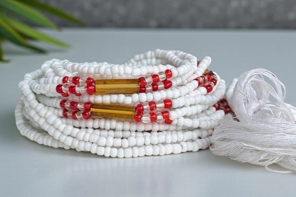 Baya Bijoux / Bine Bine / Waist Beads / Perles De Taille africaine - Obasi - Blanc (non élastique)